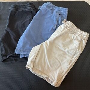 Shorts Mens 3 Pk Medium Multicolor Chino Drawstring Elastic Lot of 3 8" Inseam